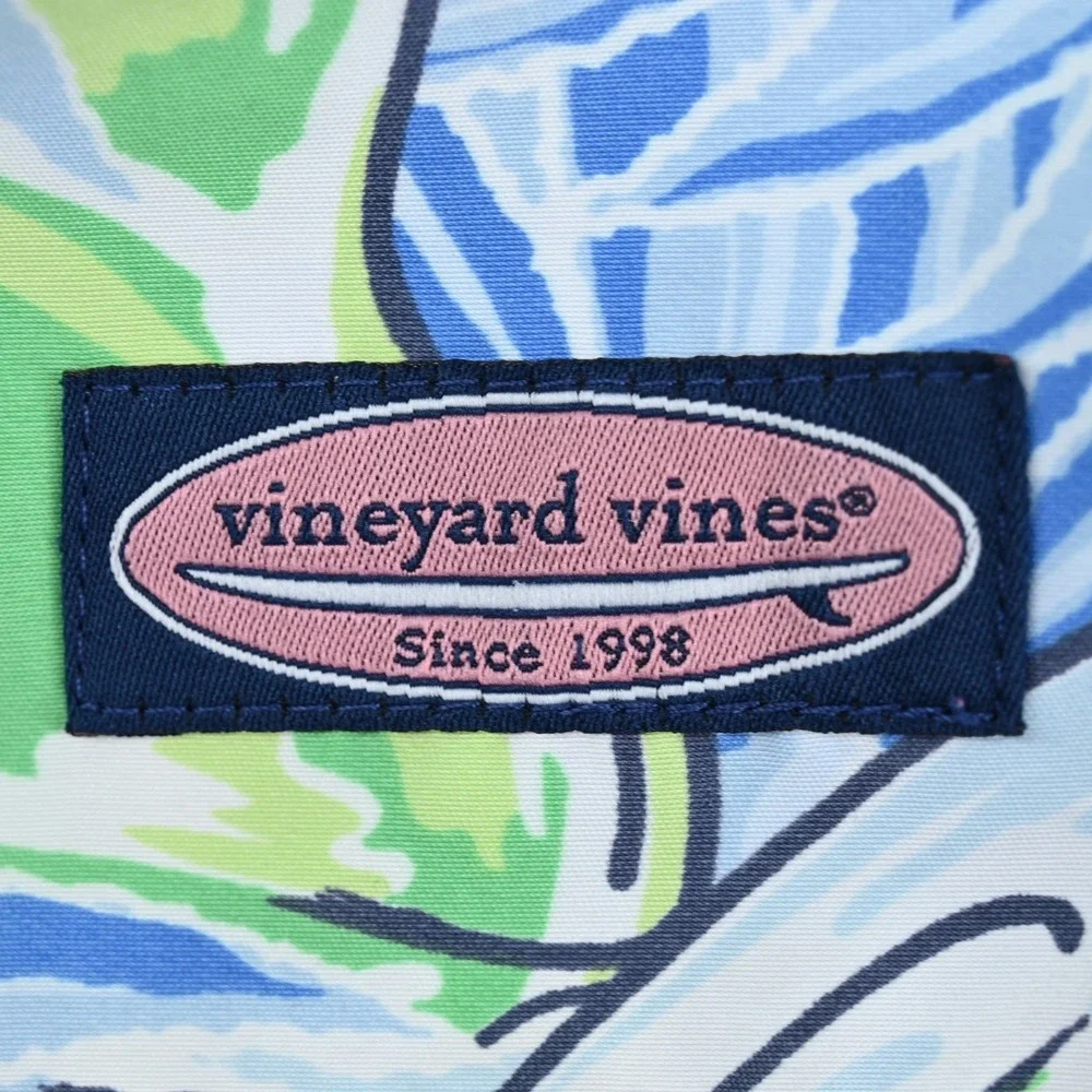 Vineyard Vines Chappy Swim Trunks Mens L Blue Green Margarita Lime Drink Print